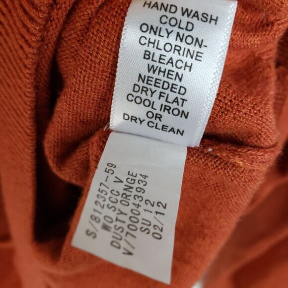 Banana Republic Luxury Blend Silk Cotton Cashmere V-Neck Sweater Orange size L - Picture 12 of 13